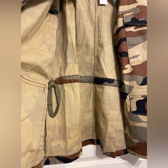 NWT outerknown camo utility jacket camouflage print Sz L linen blend cotton - Picture 10 of 13